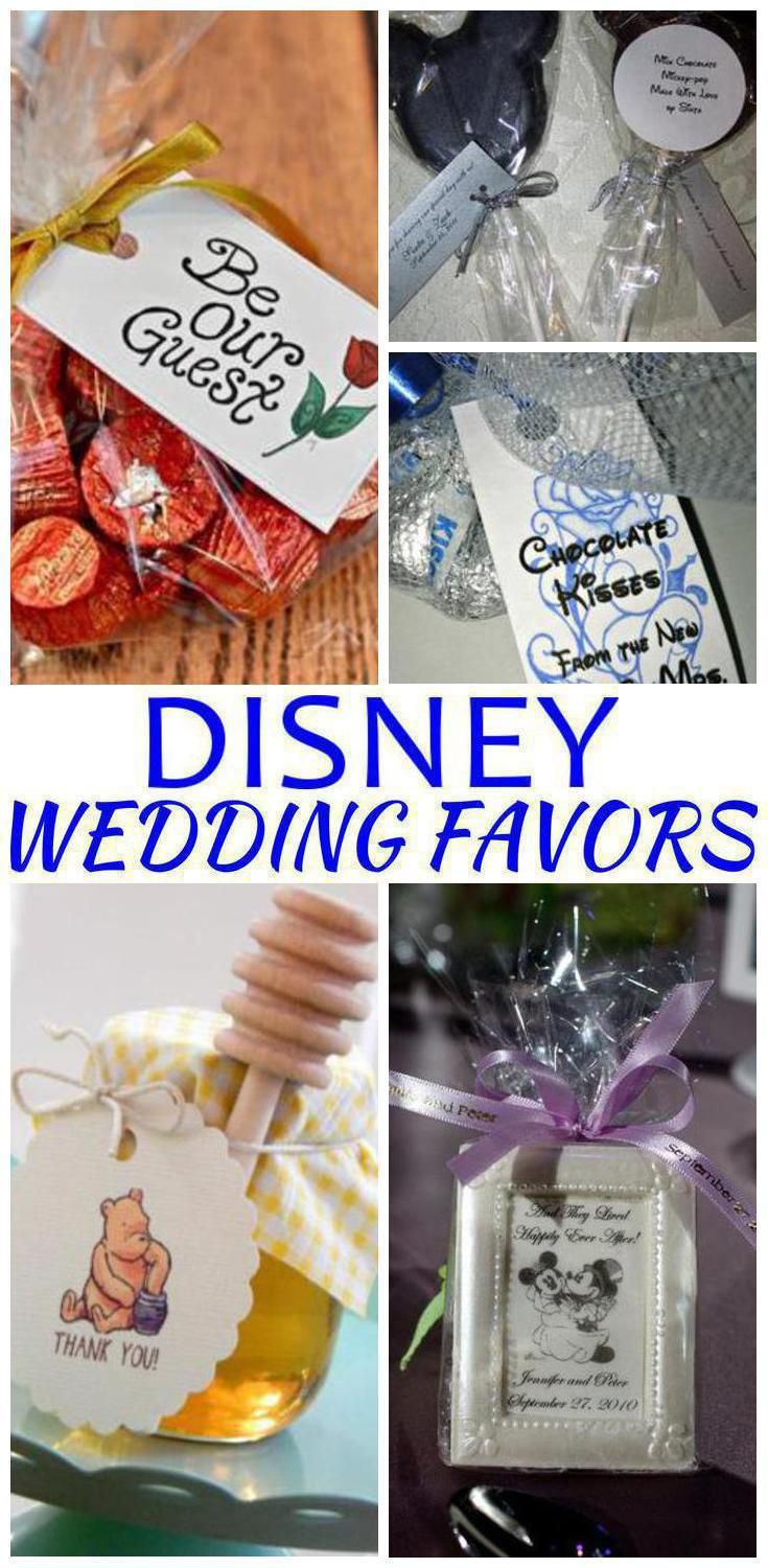 disney wedding favors are shown in this collage