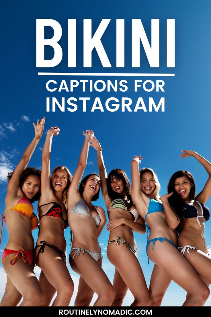 Women in bathing suits and blue sky with words bikini captions for Instagram Pool Selfie Captions, Pool Captions For Instagram Baddie, Bathing Suit Captions Instagram, Bathing Suit Captions, Swimsuit Captions For Instagram, Beach Captions For Instagram Bikinis, Swimsuit Quotes, Summer Body Quotes, Funny Beach Captions