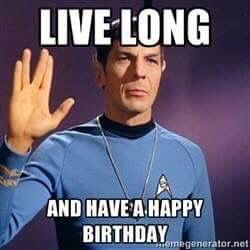 a man in a blue shirt is holding his hand up to say i have been, and always shall be your friend happy birthday lee live long and prosper