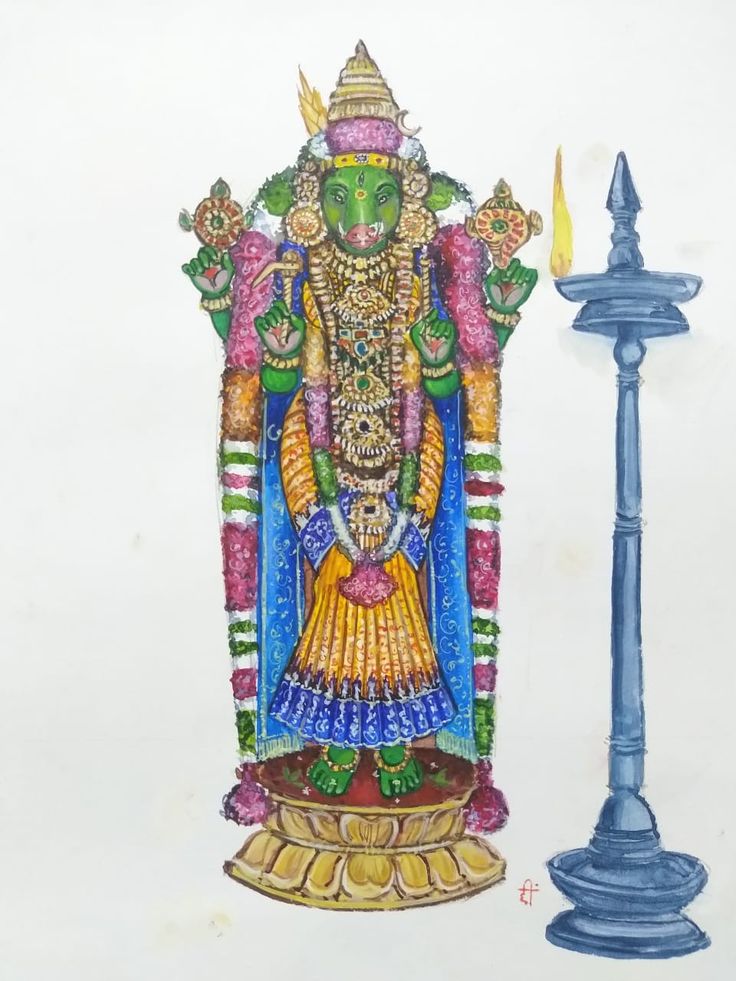 a drawing of a statue next to a lamp post with a candle on top of it