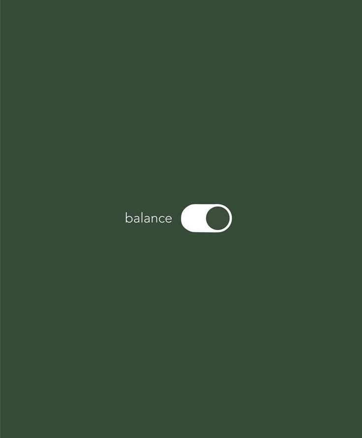 the word balance is written in white on a dark green background with an oval logo