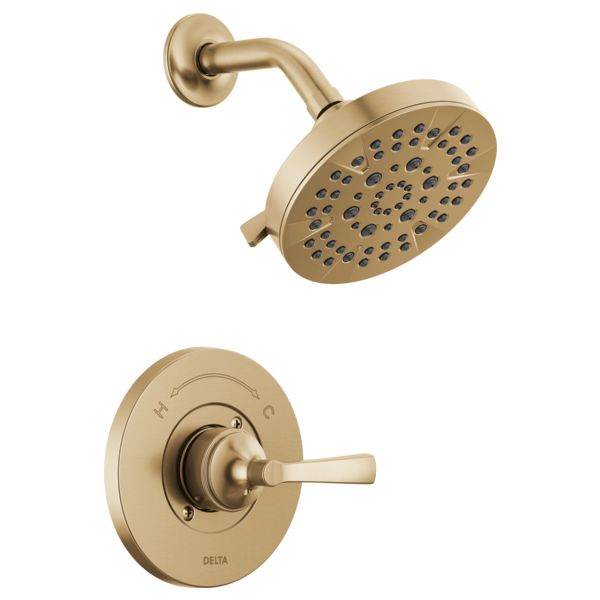 the delta shower faucet in brushed brass