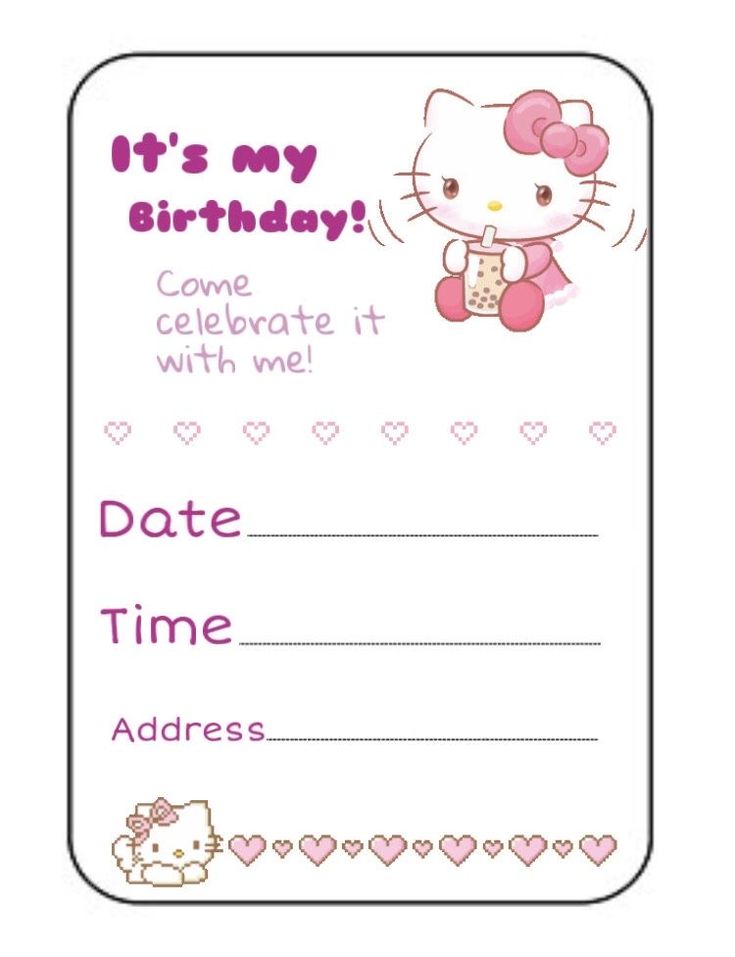 a hello kitty birthday card with the words, it's my birthday come celebrate it with me