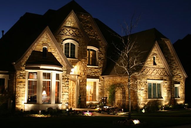 a house that is lit up at night