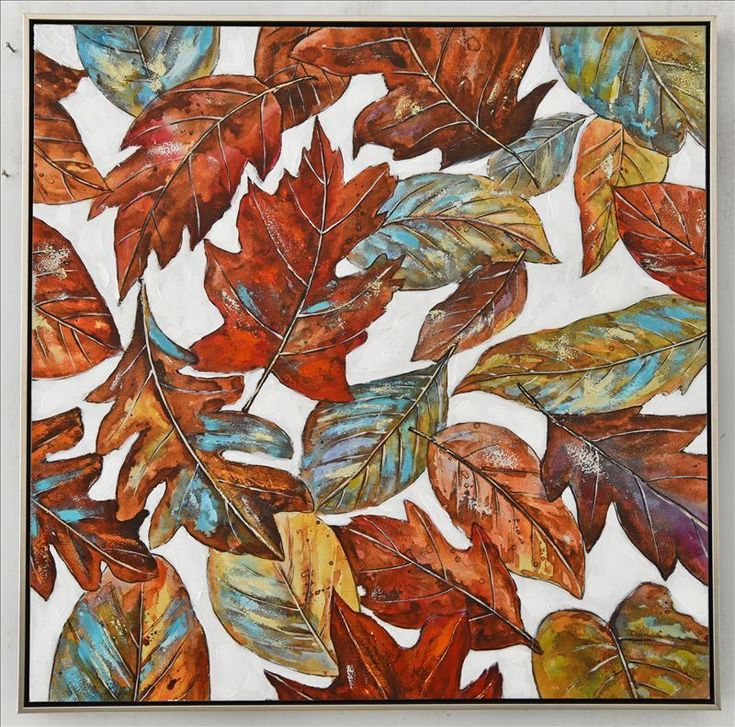 a painting with leaves painted on it