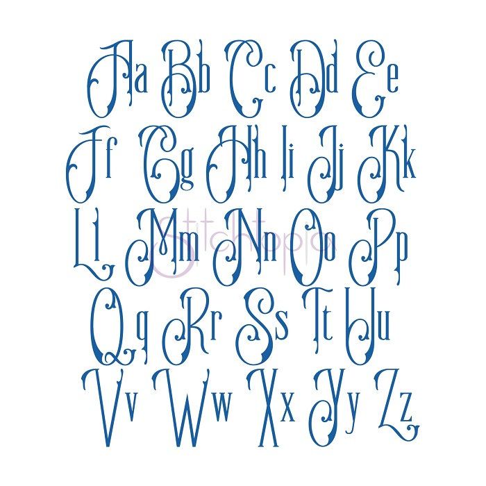 the upper and lower letters are drawn in blue ink