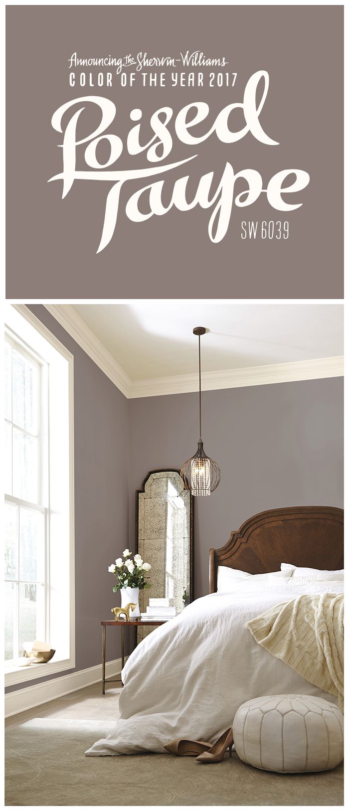 an advertisement for the color of the year 2011 is shown in this bedroom with gray walls and