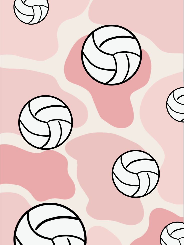 a pink camo background with volleyballs on it