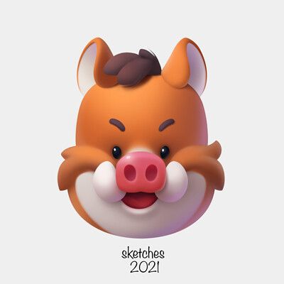 a cartoon pig head with the words sketchies on it's forehead and nose