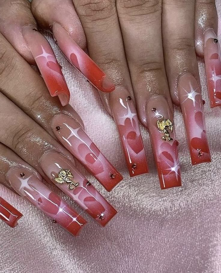 Long Acrylic Nail Designs, Airbrush Nails, Dope Nail Designs, Acrylic Nails Coffin Pink, Soft Nails, Long Square Acrylic Nails, Unique Acrylic Nails, Bling Acrylic Nails, Gem Nails