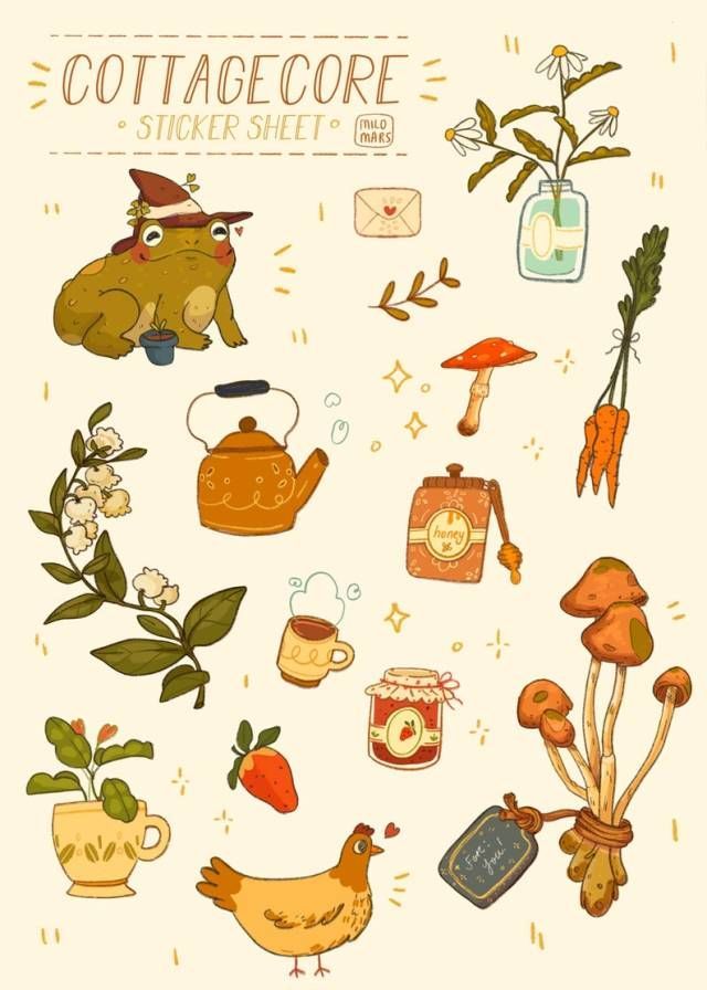 an image of various items that are in the shape of a sticker sheet