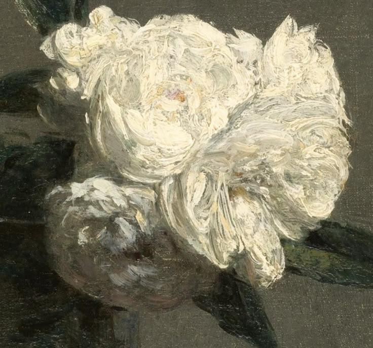 a painting of white flowers in a vase