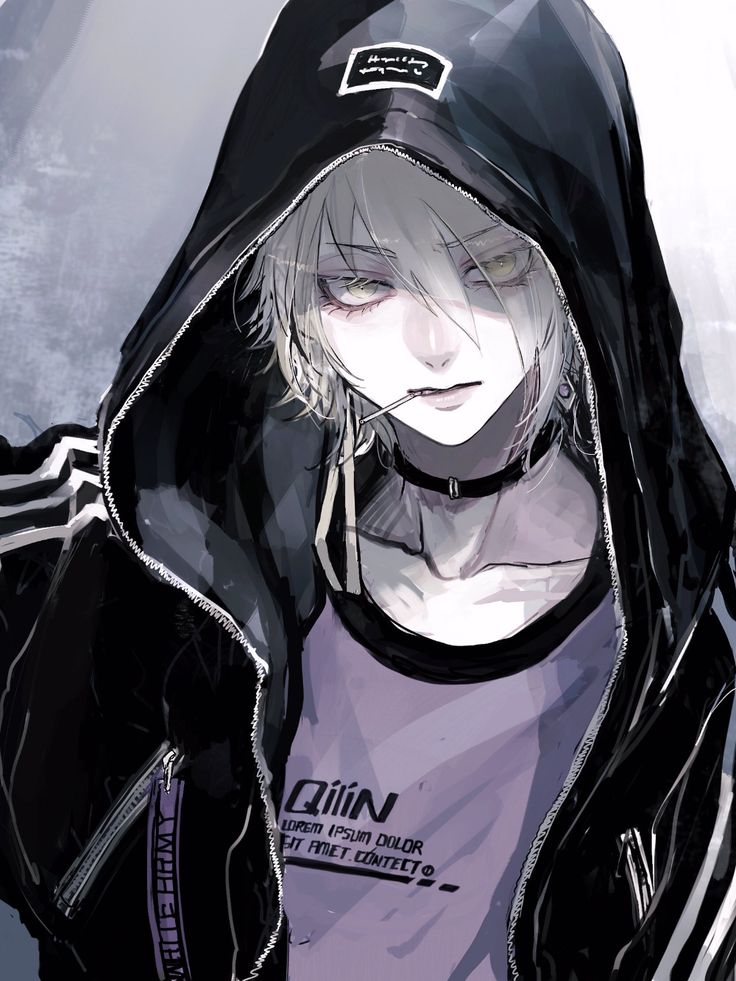 an anime character wearing a hooded jacket and hoodie