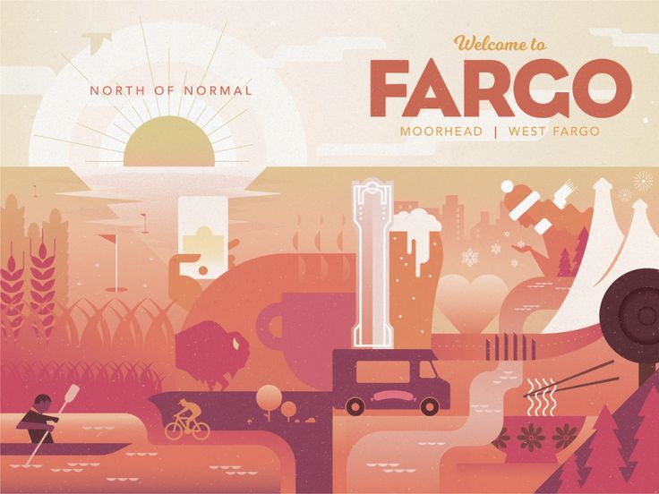 an illustrated poster with the words welcome to fargo