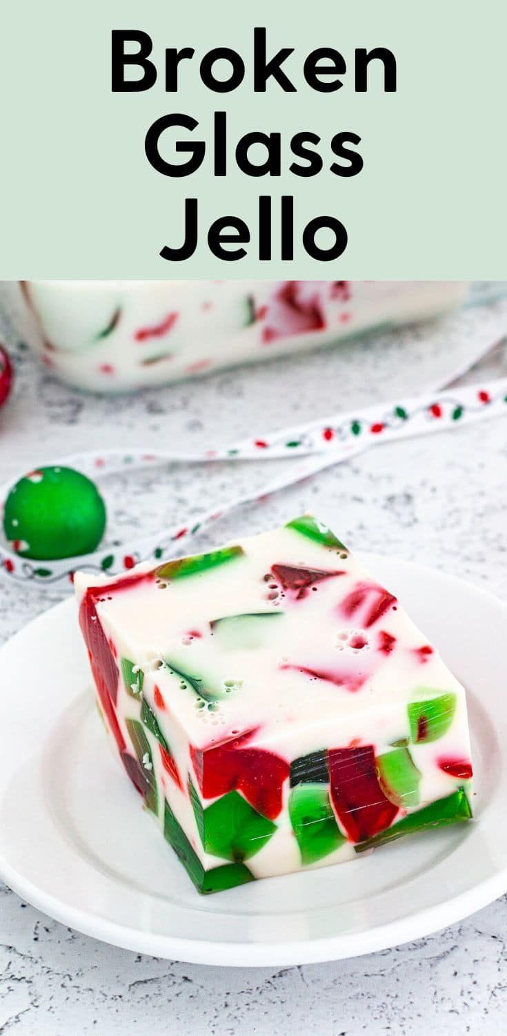 a white plate topped with green and red jello