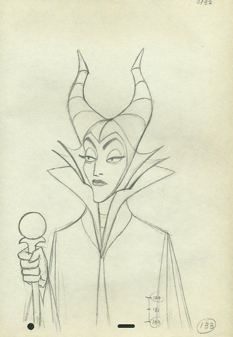 a drawing of maleficent from the animated film maleficent, drawn in pencil