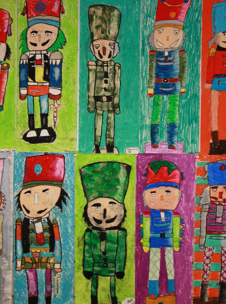 a group of children's artwork depicting different types of nutcrackers and soldiers