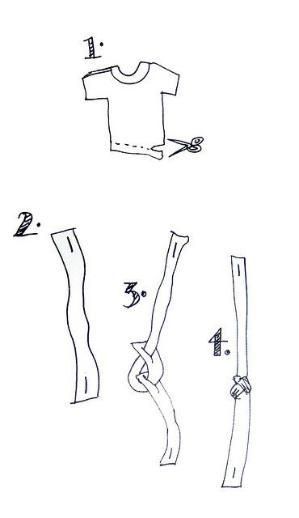 the instructions for how to tie a t - shirt and other items in this drawing