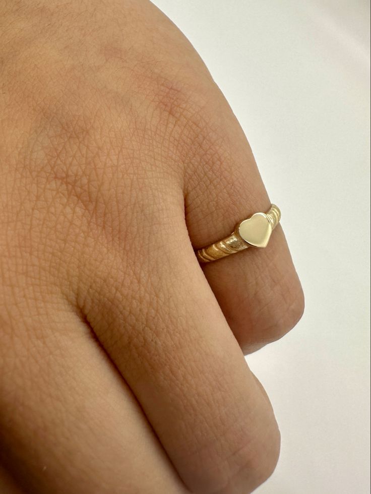 Gorgeous 14K Solid Gold Heart Ring with stardust details on the sides. Small Heart Ring, Dainty 14k Gold Ring With Heart Charm, Dainty Rings With Heart Charm For Anniversary, Heart-shaped 14k Gold Stackable Promise Rings, 14k Stamped Heart Promise Ring, 14k Gold Stackable Heart Ring For Valentine's Day, 14k Gold Heart Ring For Valentine's Day, Stackable 14k Gold Heart Ring For Valentine's Day, Dainty Stackable Heart Ring For Valentine's Day