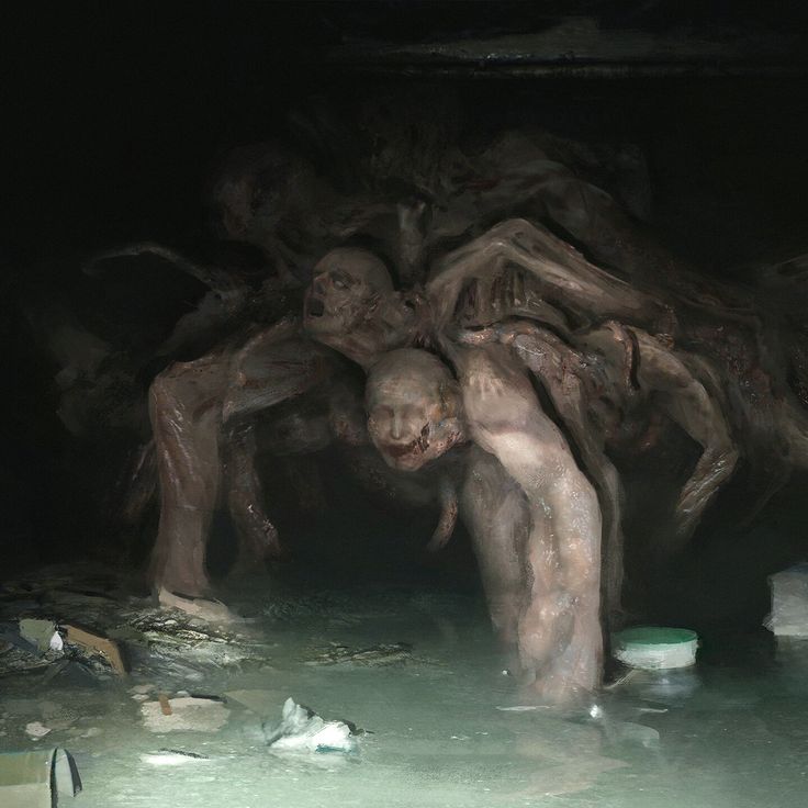 an image of some creepy people in the water