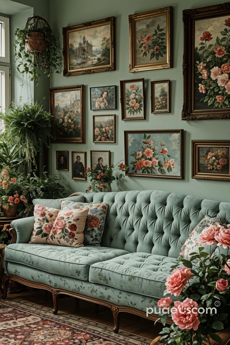 Vintage Floral Fantasy Spring Living Room Decor, Spring Living Room, Casa Vintage, Boho Living Room, A Living Room, Living Room Ideas, Dream House Decor, Dream Home Design, Home Decor Inspiration