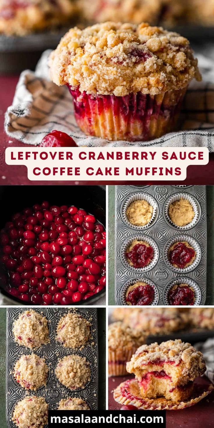 the steps to make cranberry sauce coffee cake muffins