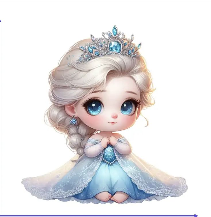 Frozen Cute Wallpaper, Frozen Cartoon Pictures, Baby Princess Disney Wallpaper, Elsa Chibi, Elsa Stickers Printable, Wedding Couple Cartoon, Cute Frozen, Baby Disney Characters, Princess Illustration