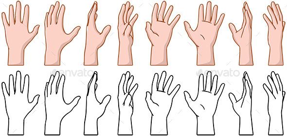 many hands are raised up and extended to show the number of fingers in each hand