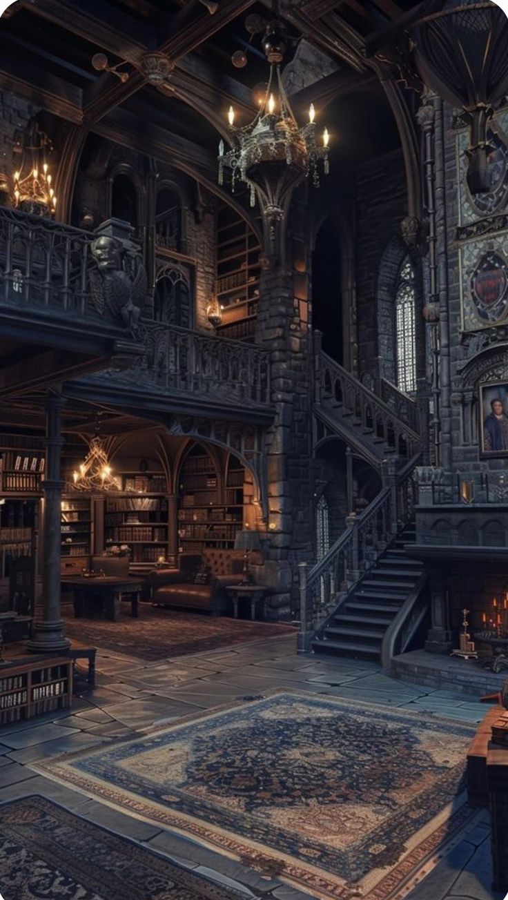 the interior of an old fashioned library