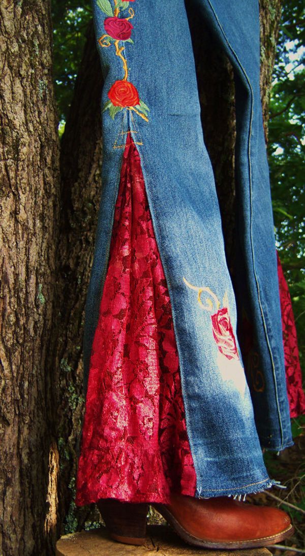 a pair of jeans that are on top of a tree