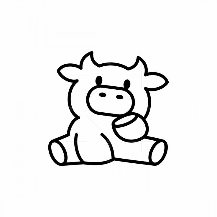 a drawing of a cow sitting on the ground