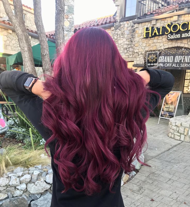 Reddish Purple Hair Color, Wine Red Purple Hair, Voliet Color Hair, Grape Red Hair Color, Light Purple Red Hair, Red And Violet Hair, Burgundy Violet Hair, Purple Wine Hair, Purple Reddish Hair Color