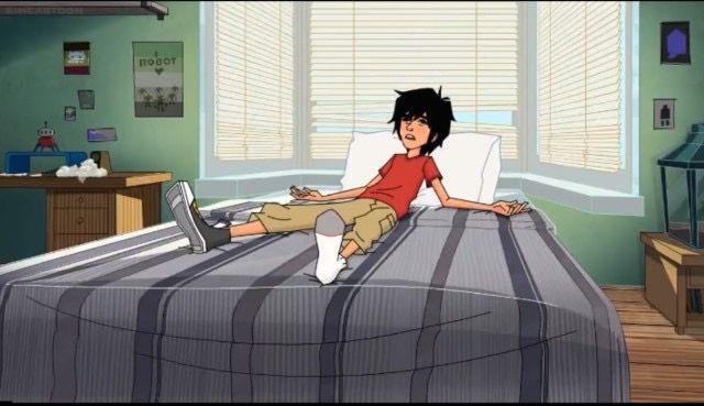 an animated image of a person laying on a bed