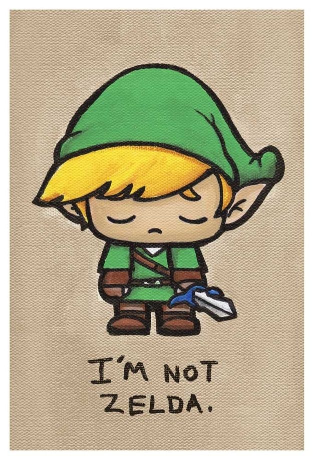 the legend of zelda is depicted in this hand - drawn drawing, which reads i'm not zelda