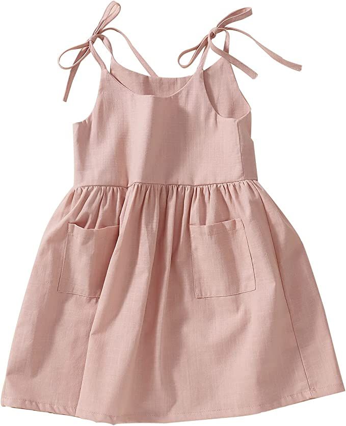 Amazon.com: IZYJOY Toddler Baby Girl Summer Cotton Linen White Dresses Bow Straps Sleeveless with Pockets Little Girls Beach Sundress: Clothing, Shoes & Jewelry Dress Bow Straps, Toddler White Dress, Dresses Bow, Toddler Girl Outfits Summer, Bow Straps, Beach Sundress, Toddler Wearing, Toddler Girl Summer, Girls Beach