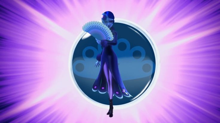 an animated image of a woman holding a fan in front of a purple background with the words go's on it