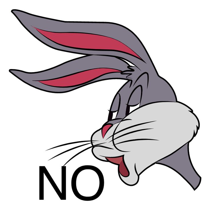 an image of a cartoon rabbit with the word no on it's face and ears