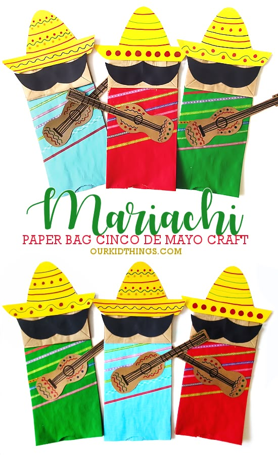 Paper Bag Mariachi Craft Fiesta Arts And Crafts, Mexico Art Projects For Kids, Hispanic Crafts For Kids, Mexico Crafts For Kids, Mexican Crafts For Kids, Around The World Crafts For Kids, Hispanic Heritage Month Crafts, Decor For Events, Mexico Crafts