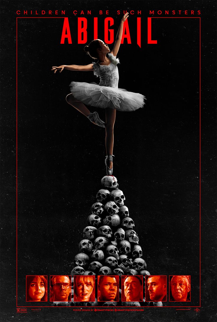 a movie poster with a ballerina on top of skulls and the words abigal