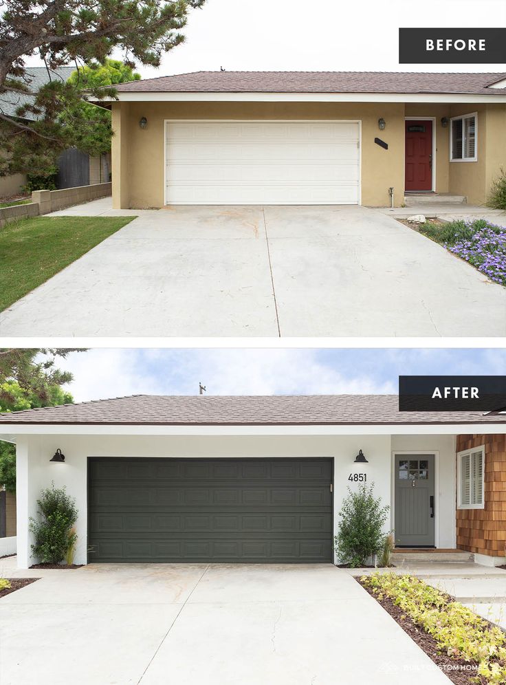 before and after photos of a home's exterior