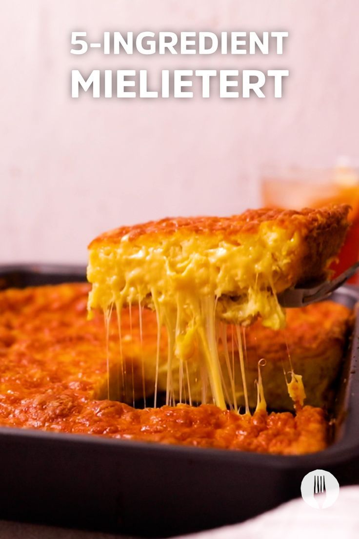 a person is dipping cheese on top of some kind of dish with the words 5 - ingredient mielert