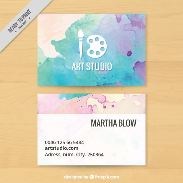 watercolor business card with the words art studio on it