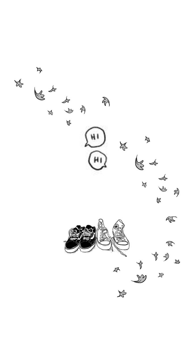 a drawing of shoes and birds flying in the sky