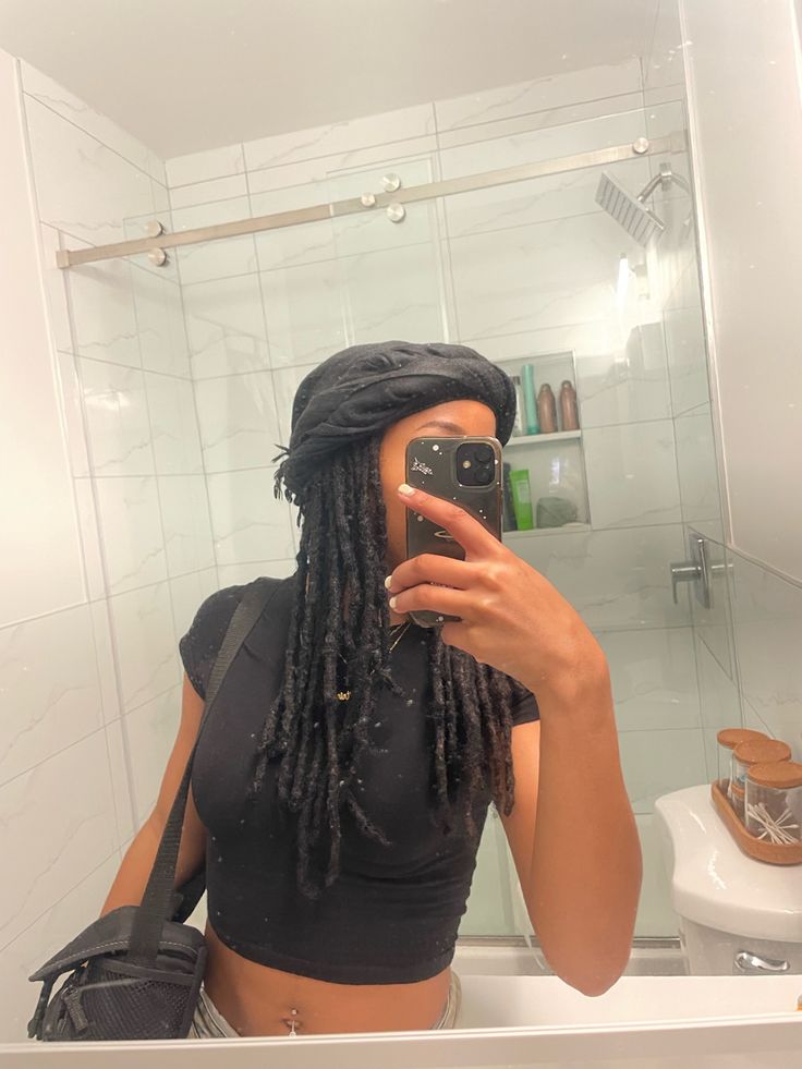 Turban With Locs, Turban Locs, Crinkly Locs, Beanie With Locs, Loc Baddie, Locs Headband, 4c Natural Hairstyles Short, Loc Goddess, Headwrap Hairstyles