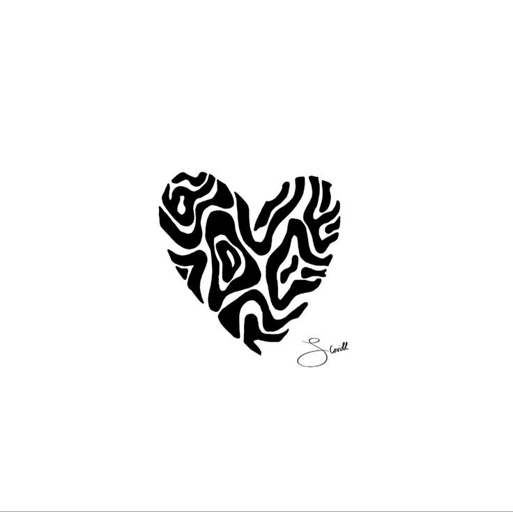 a black and white drawing of a heart