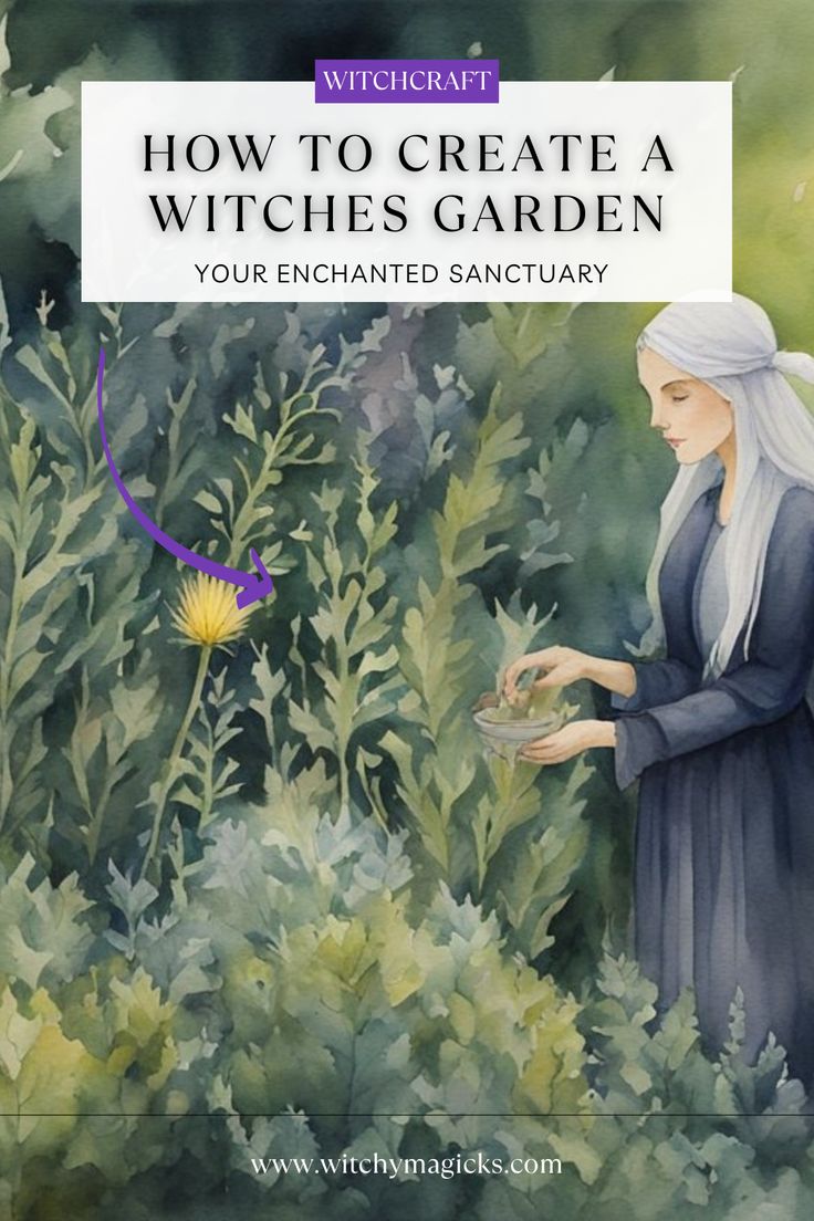 a book cover for how to create a witches garden with an image of a woman holding a