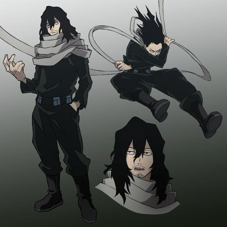 an anime character with long hair and black hair is flying through the air, while another man