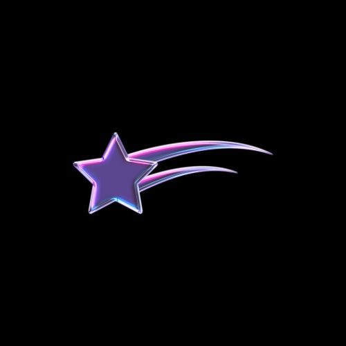 a purple star on a black background with some pink and blue lines in the middle