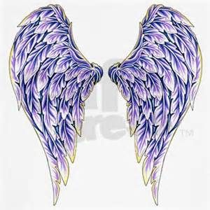 two purple angel wings on a white background