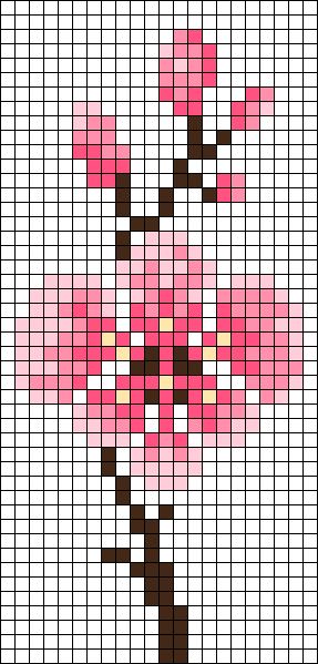 a cross stitch pattern with pink flowers on it